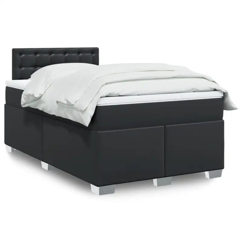 Boxspringbed in grijs materiaal met massief grenenhout en vullingsendracht - Zwart / 120 x 200 cm / knoppwn - Bedden &