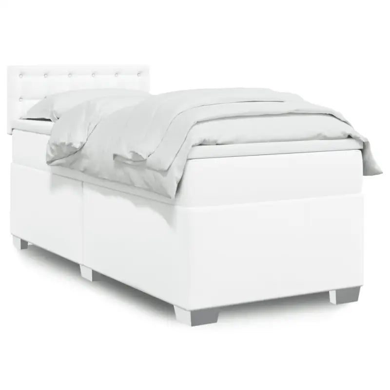 Boxspringbed in grijs materiaal met massief grenenhout en vullingsendracht - Wit / 80 x 200 cm / knoppwn - Bedden &