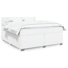Boxspringbed in grijs materiaal met massief grenenhout en vullingsendracht - Wit / 180 x 200 cm / knoppwn - Bedden &