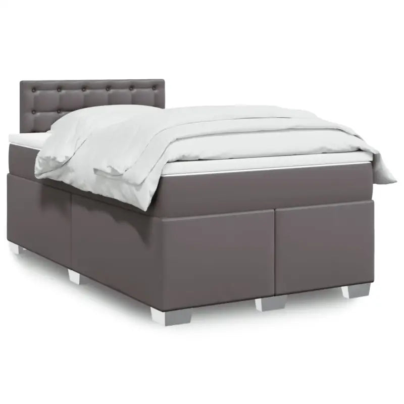 Boxspringbed in grijs materiaal met massief grenenhout en vullingsendracht - Grijs / 120 x 200 cm / knoppwn - Bedden &