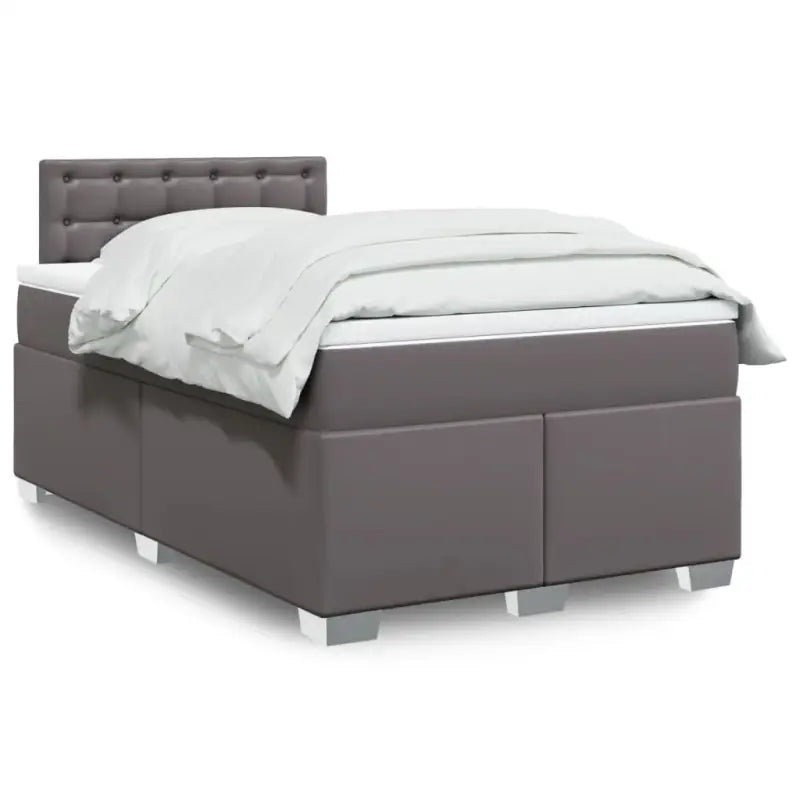 Boxspringbed in grijs materiaal met massief grenenhout en vullingsendracht - Grijs / 120 x 190 cm / knoppwn - Bedden &