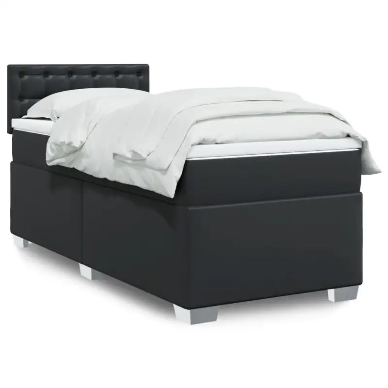 Boxspringbed in grijs materiaal met massief grenenhout en vullingsendracht - Zwart / 80 x 200 cm / knoppwn - Bedden &