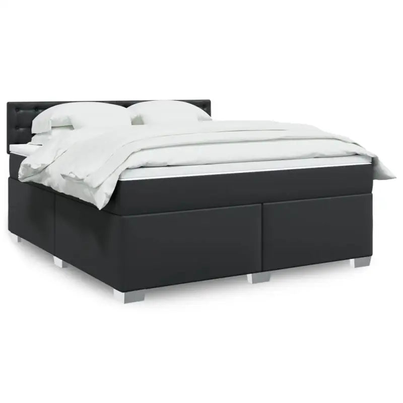 Boxspringbed in grijs materiaal met massief grenenhout en vullingsendracht - Zwart / 180 x 200 cm / knoppwn - Bedden &
