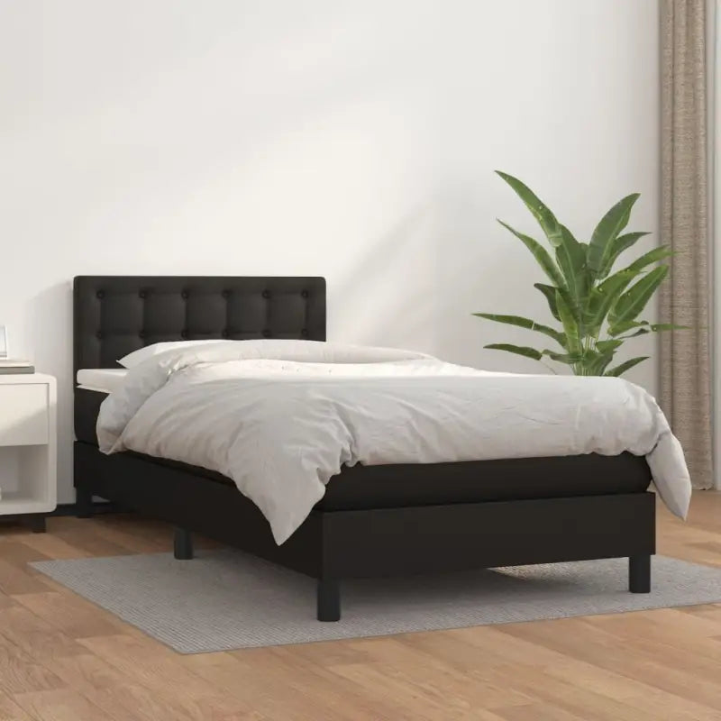 Boxspringbed met grijs materiaal en schuim afmetingen voor optimale rust - Zwart / 80 x 200 cm / knoppwn - Bedden &