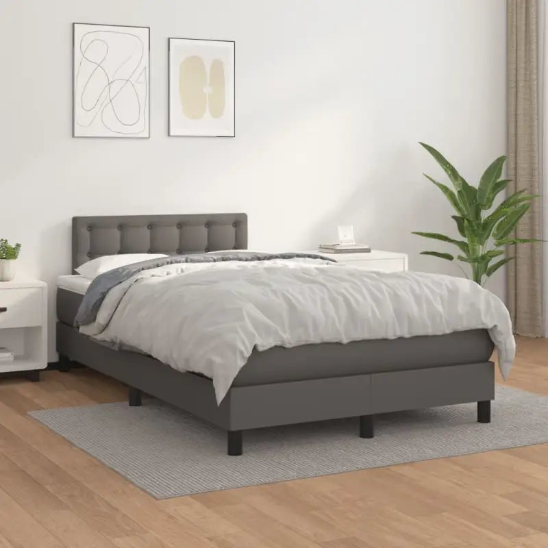 Boxspringbed met grijs materiaal en schuim afmetingen voor optimale rust - Grijs / 120 x 200 cm / knoppwn - Bedden &