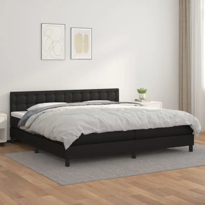 Boxspringbed met grijs materiaal en schuim afmetingen voor optimale rust - Zwart / 200 x 200 cm / knoppwn - Bedden &