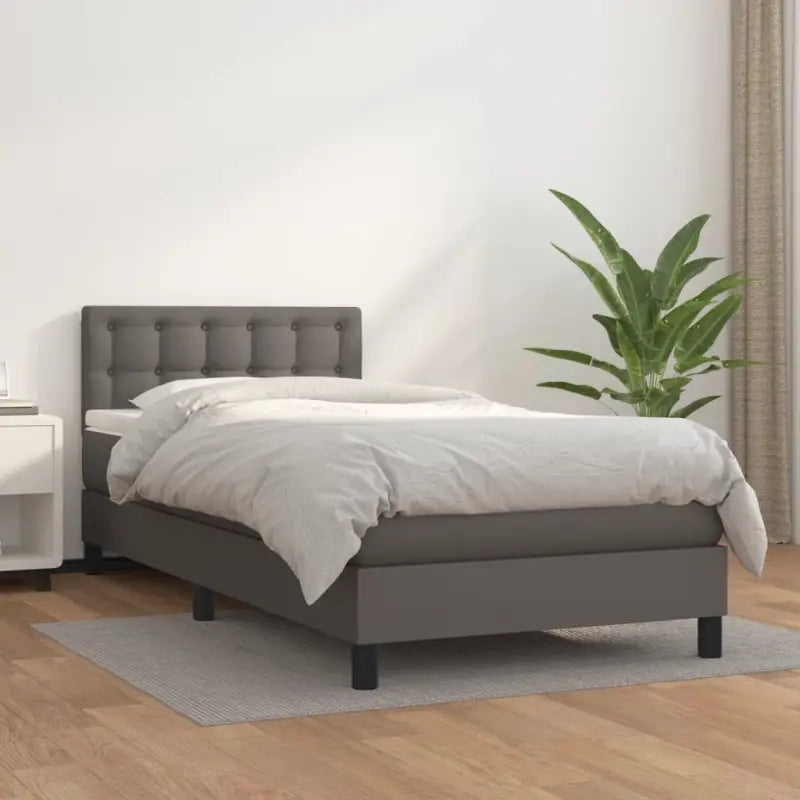 Boxspringbed met grijs materiaal en schuim afmetingen voor optimale rust - Grijs / 90 x 200 cm / knoppwn - Bedden &