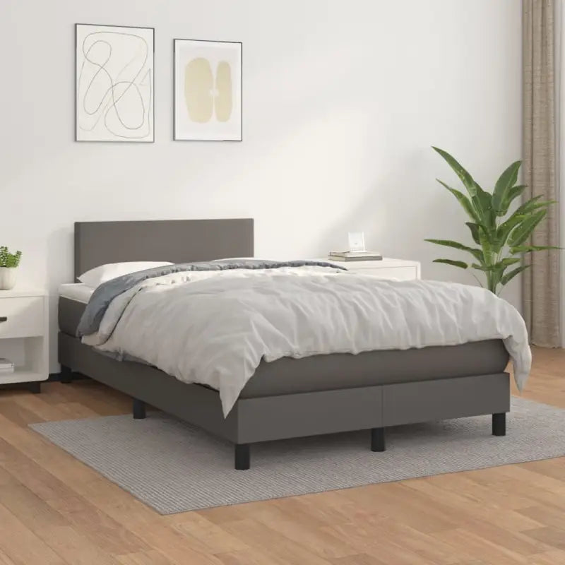 Boxspringbed met grijs materiaal en schuim afmetingen voor optimale rust - Grijs / 120 x 200 cm / Effen ontwerp