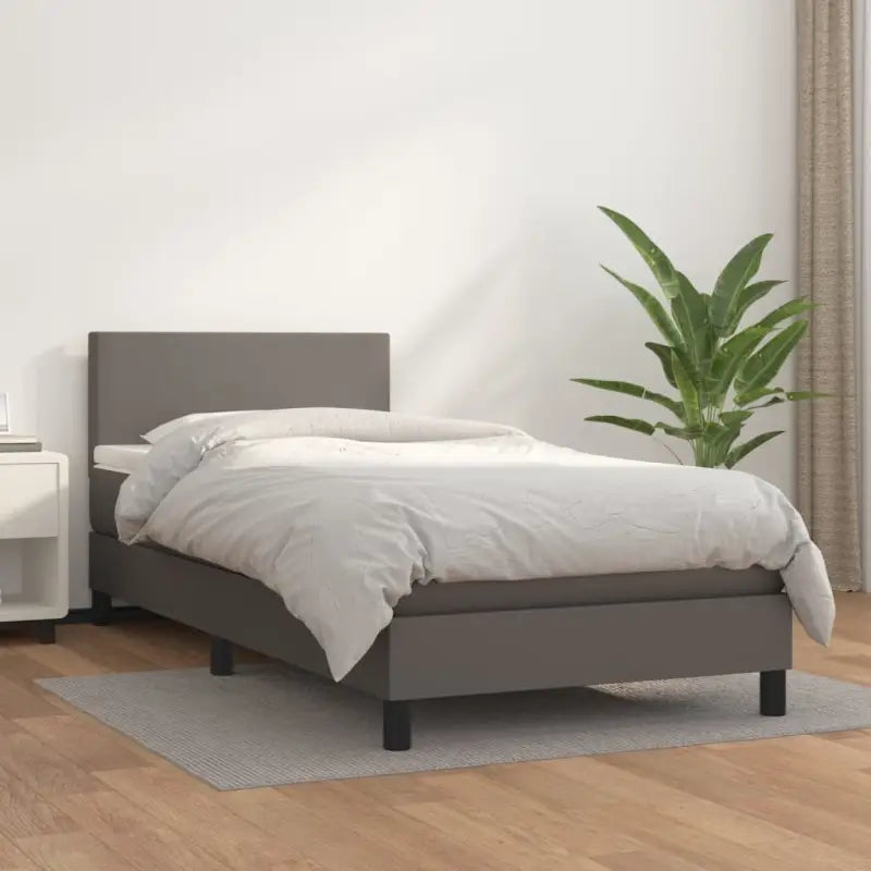 Boxspringbed met grijs materiaal en schuim afmetingen voor optimale rust - Grijs / 100 x 200 cm / Effen ontwerp