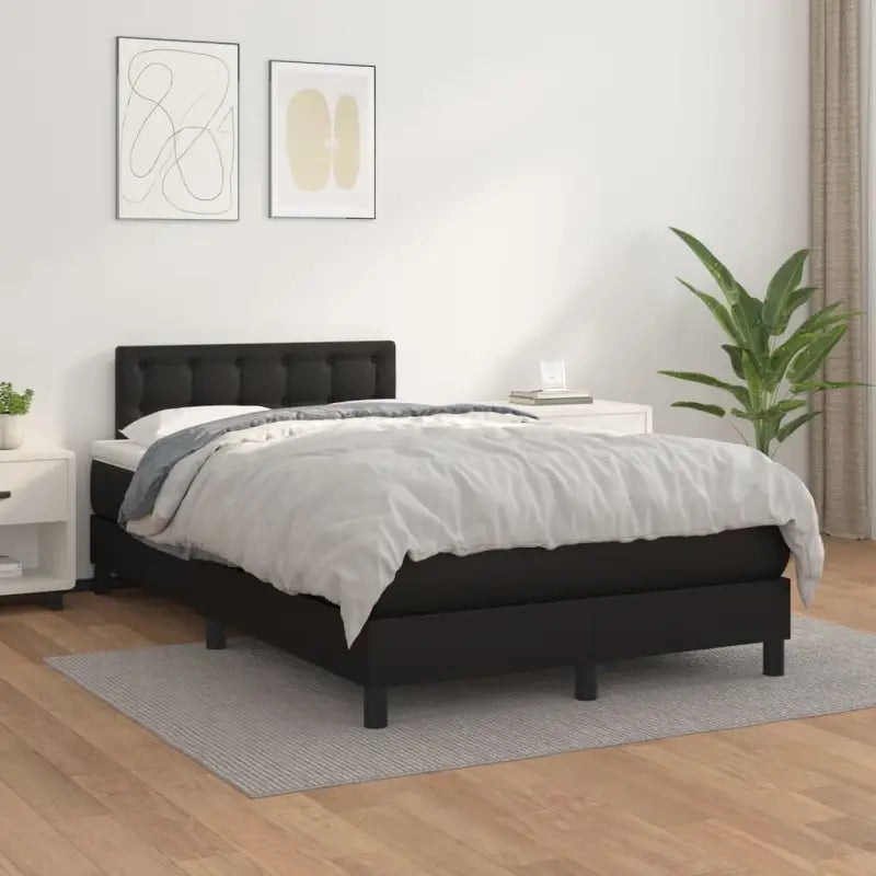 Boxspringbed met grijs materiaal en schuim afmetingen voor optimale rust - Zwart / 120 x 200 cm / knoppwn - Bedden &