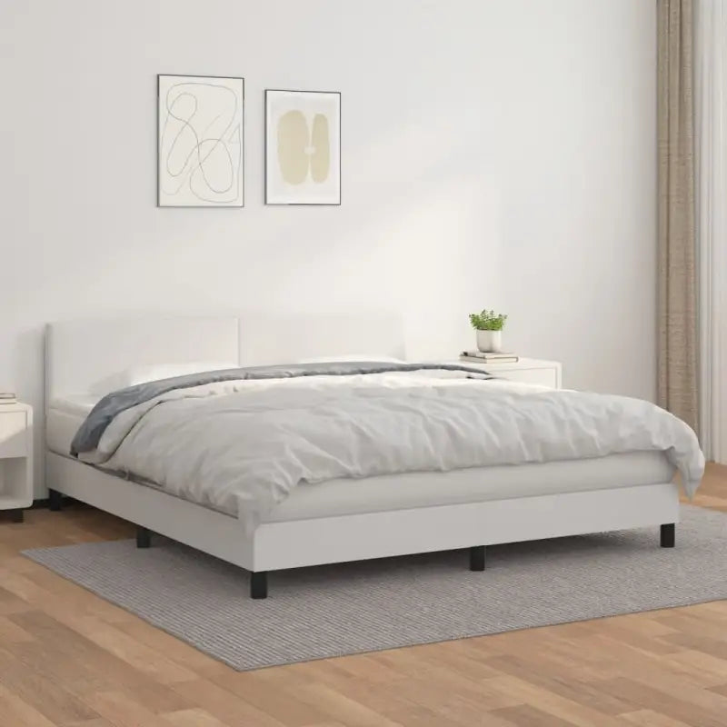Boxspringbed met grijs materiaal en schuim afmetingen voor optimale rust - Wit / 160 x 200 cm / Effen ontwerp - Bedden