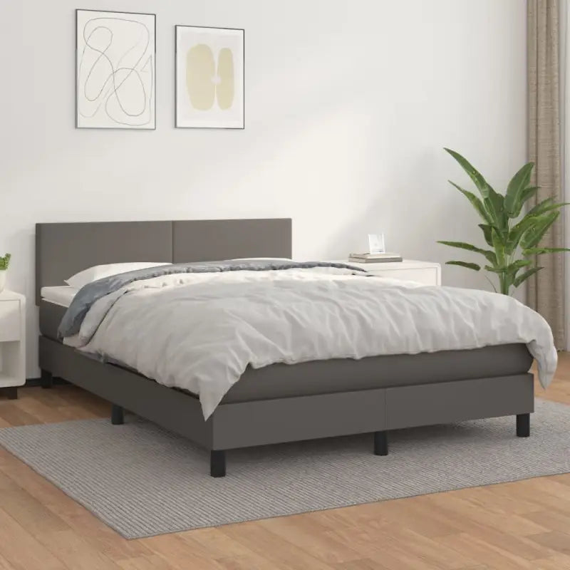 Boxspringbed met grijs materiaal en schuim afmetingen voor optimale rust - Grijs / 140 x 200 cm / Effen ontwerp