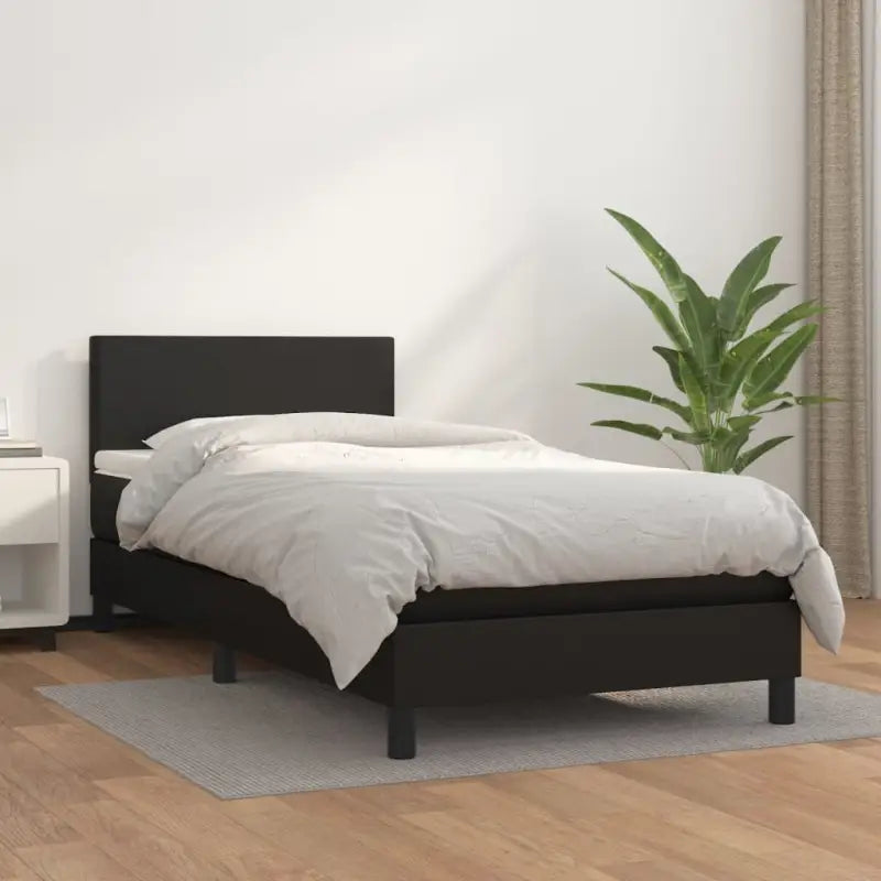 Boxspringbed met grijs materiaal en schuim afmetingen voor optimale rust - Zwart / 100 x 200 cm / Effen ontwerp