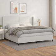 Boxspringbed met hoogwaardig kunstleer en wit materiaal voor rustslaap - Bedden & bedframes