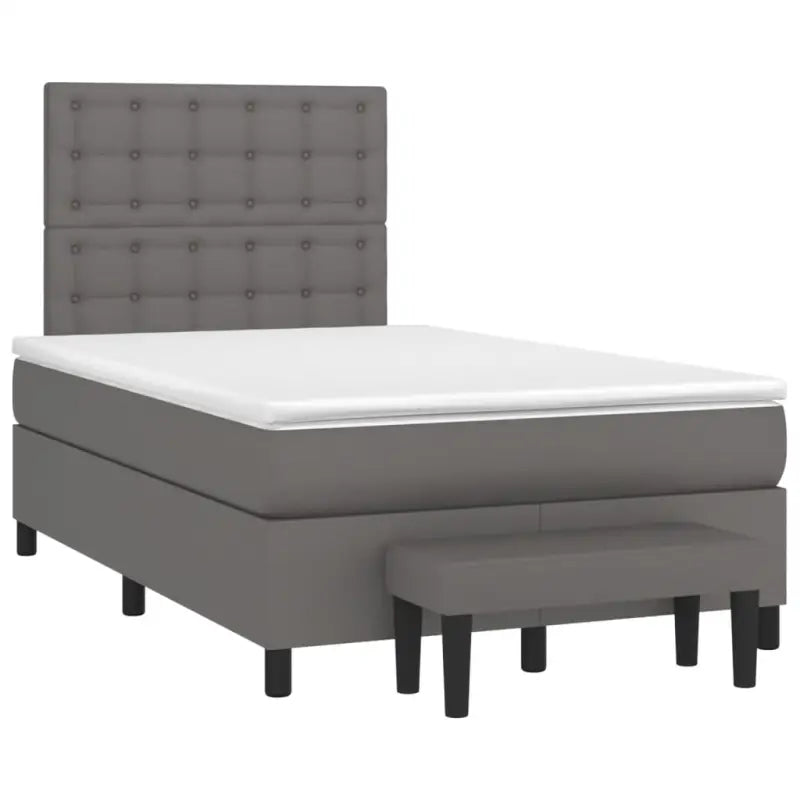 Boxspringbed met hoogwaardig kunstleer in grijs materiaal voor rustgevende nachten - Grijs / 120 x 190 cm / knoppwn