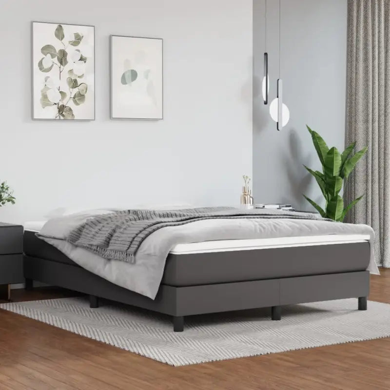 Boxspringbed met multiplex lattenbodem en crème kunstleer voor rust - Grijs / 140 x 190 cm / 25 cm - Bedden & bedframes