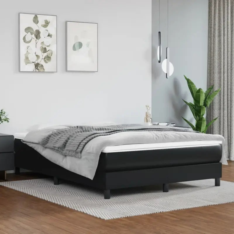 Boxspringbed met multiplex lattenbodem en crème kunstleer voor rust - Zwart / 140 x 200 cm / 25 cm - Bedden & bedframes