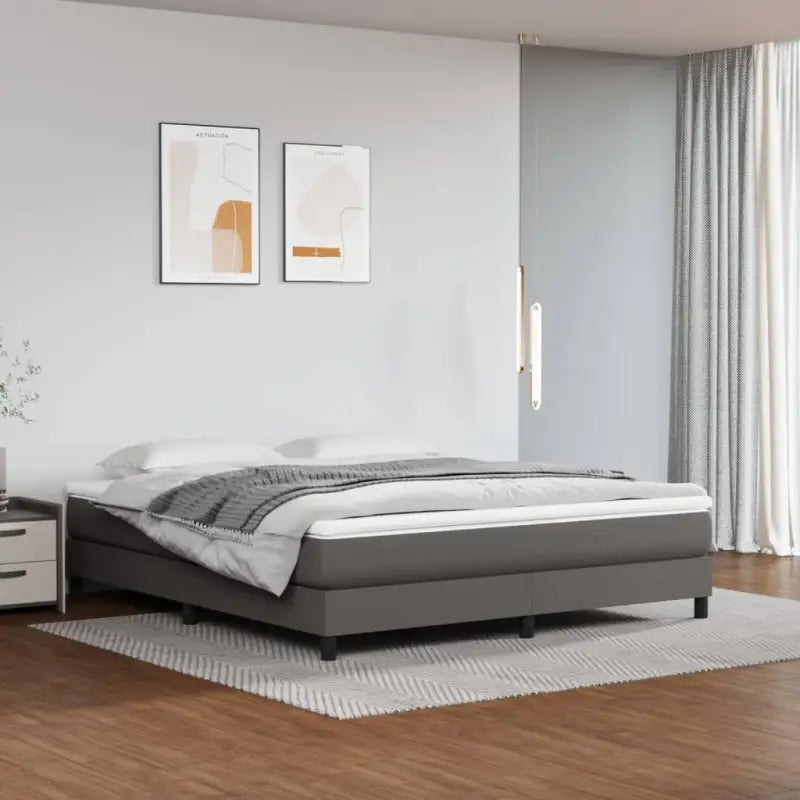 Boxspringbed met multiplex lattenbodem en crème kunstleer voor rust - Grijs / 160 x 200 cm / 25 cm - Bedden & bedframes