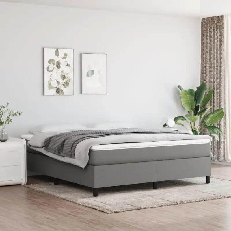 Boxspringbed met multiplex lattenbodem en zwart materiaal voor comfortabele slaap - Donkergrijs / 160 x 200 cm / 35 cm