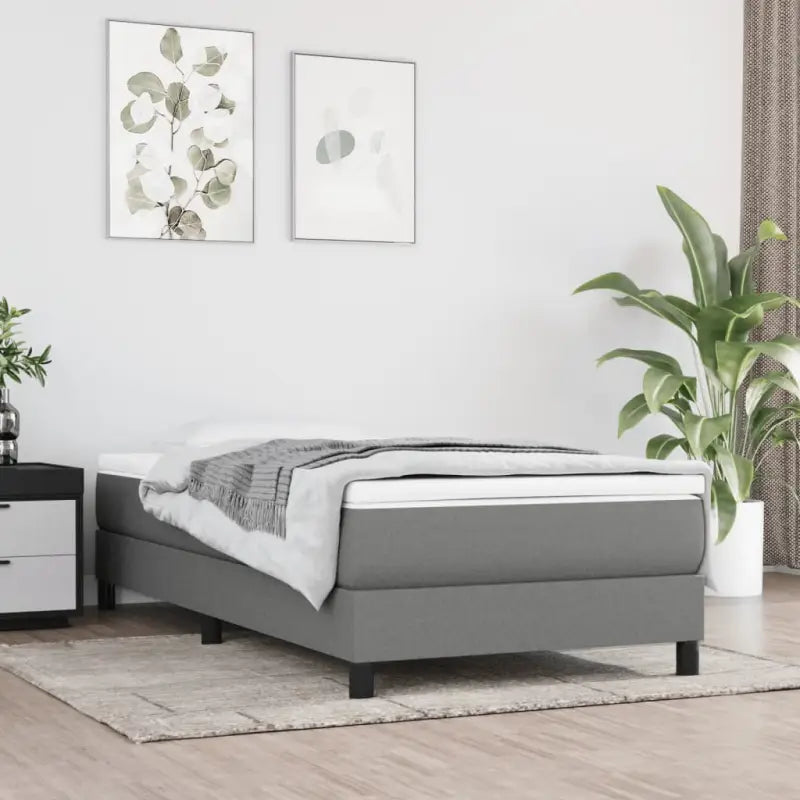 Boxspringbed met multiplex lattenbodem en zwart materiaal voor comfortabele slaap - Donkergrijs / 80 x 200 cm / 25 cm