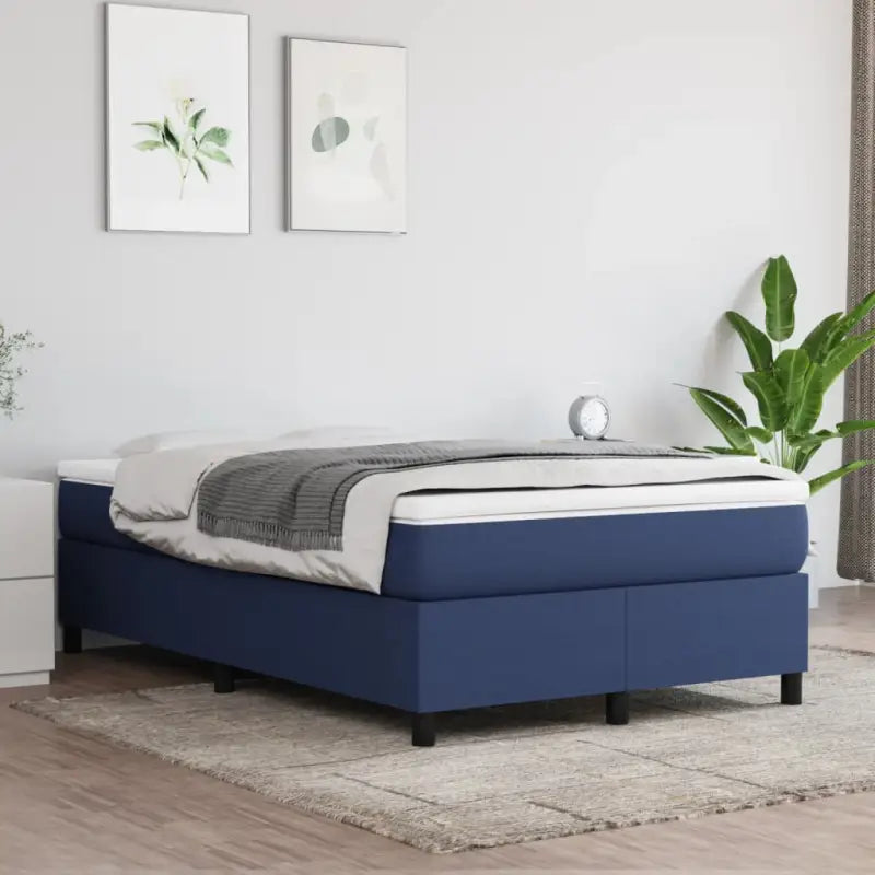 Boxspringbed met multiplex lattenbodem en zwart materiaal voor comfortabele slaap - Blauw / 120 x 200 cm / 35 cm
