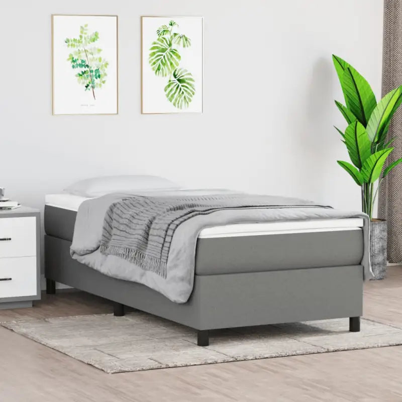 Boxspringbed met multiplex lattenbodem en zwart materiaal voor comfortabele slaap - Donkergrijs / 80 x 200 cm / 35 cm