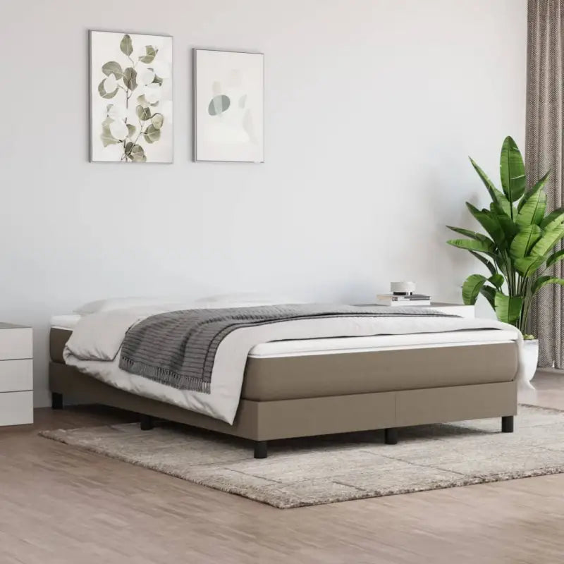 Boxspringbed met multiplex lattenbodem en zwart materiaal voor comfortabele slaap - Taupe / 140 x 200 cm / 25 cm