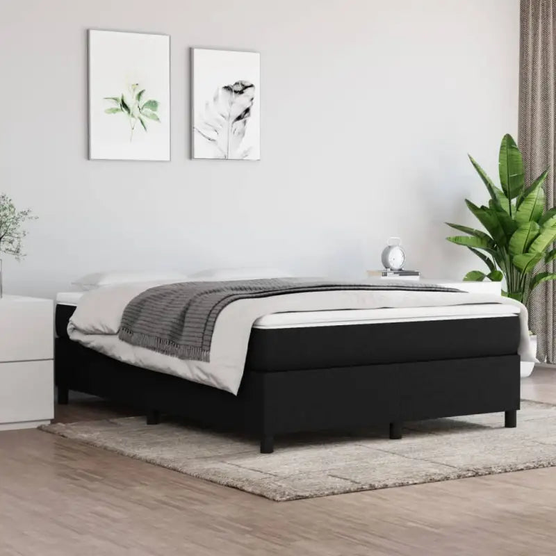 Boxspringbed met multiplex lattenbodem en zwart materiaal voor comfortabele slaap - Zwart / 140 x 190 cm / 35 cm