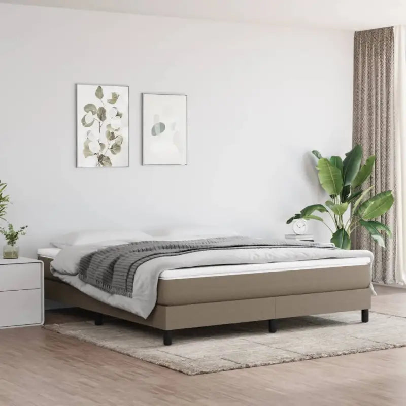Boxspringbed met multiplex lattenbodem en zwart materiaal voor comfortabele slaap - Taupe / 180 x 200 cm / 25 cm