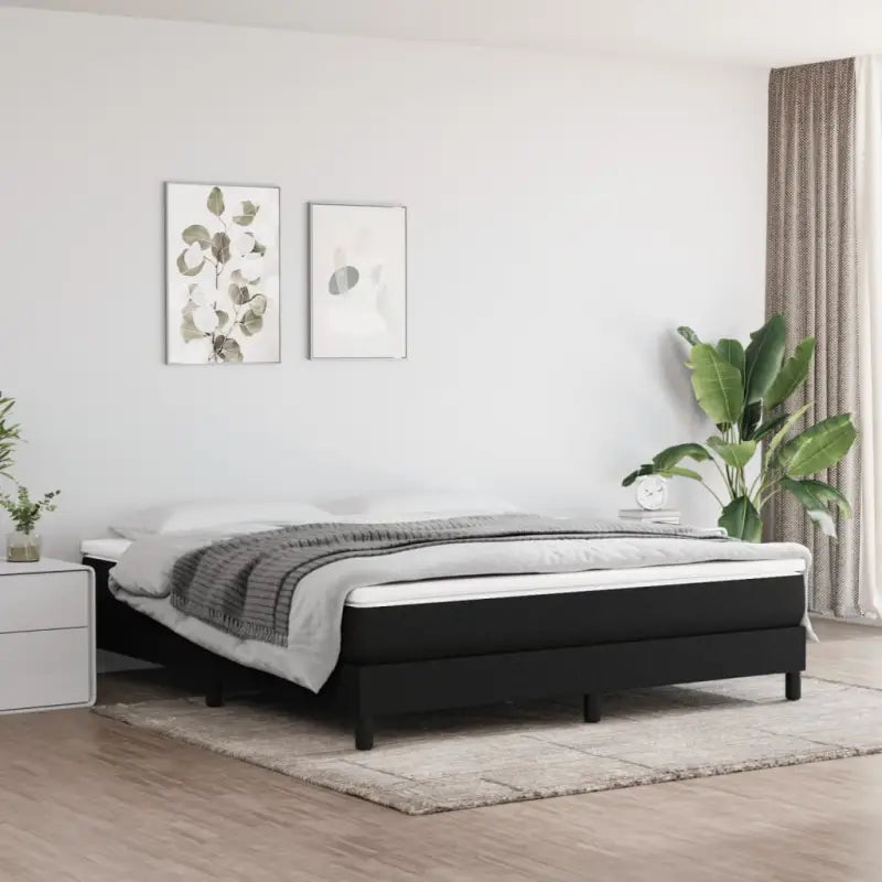 Boxspringbed met multiplex lattenbodem en zwart materiaal voor comfortabele slaap - Zwart / 180 x 200 cm / 25 cm