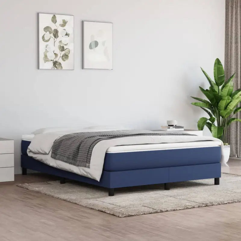 Boxspringbed met multiplex lattenbodem en zwart materiaal voor comfortabele slaap - Blauw / 140 x 200 cm / 25 cm