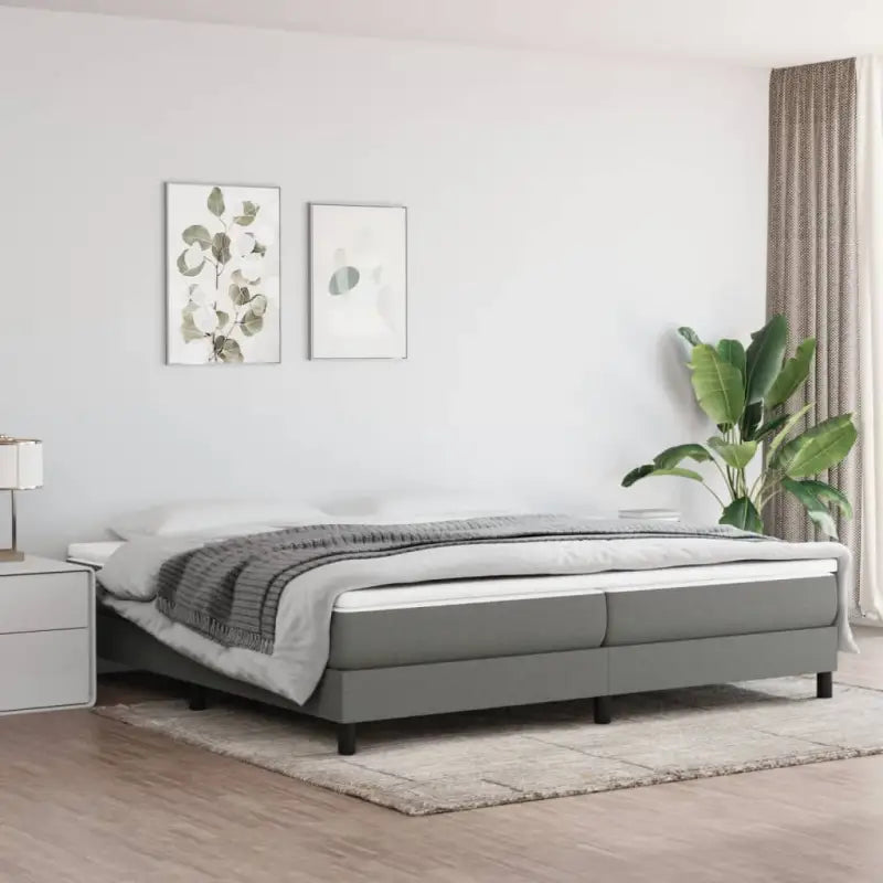 Boxspringbed met multiplex lattenbodem en zwart materiaal voor comfortabele slaap - Donkergrijs / 200 x 200 cm / 25 cm