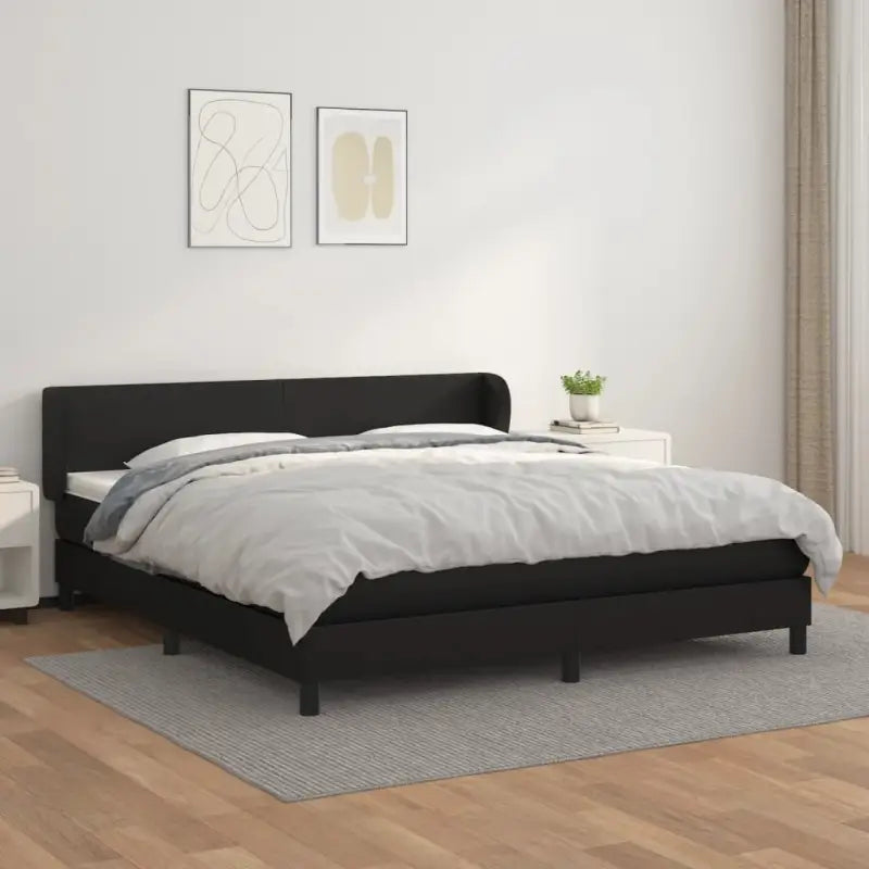 Boxspringbed met zwart materiaal en schuim afmetingen voor ultiem slaapcomfort - Zwart / 180 x 200 cm / Effen ontwerp