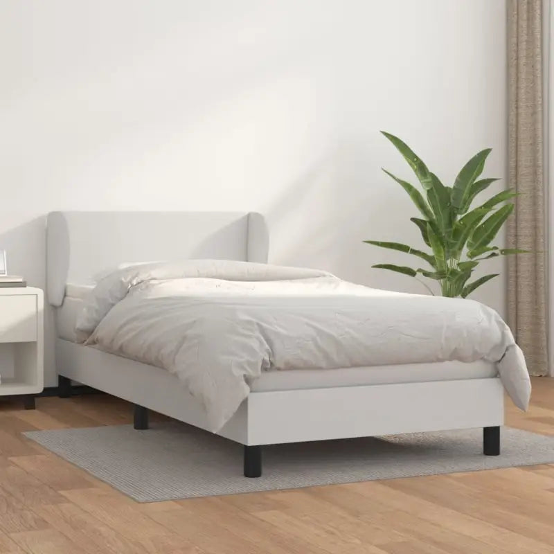 Boxspringbed met zwart materiaal en schuim afmetingen voor ultiem slaapcomfort - Wit / 100 x 200 cm / Effen ontwerp