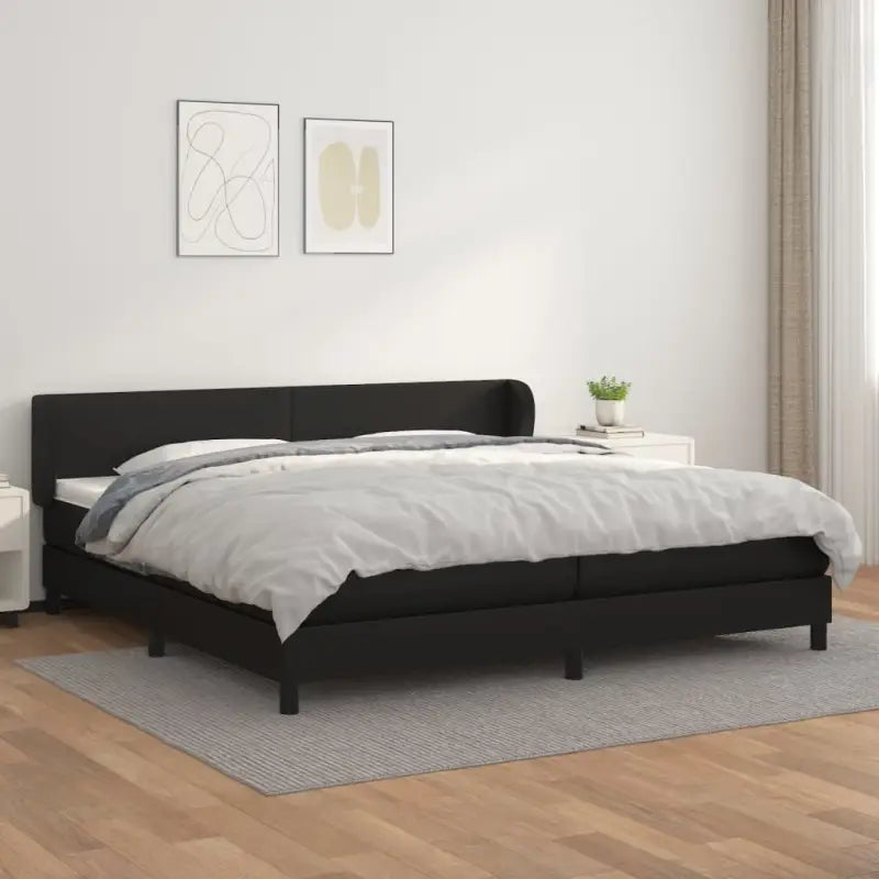 Boxspringbed met zwart materiaal en schuim afmetingen voor ultiem slaapcomfort - Zwart / 200 x 200 cm / Effen ontwerp