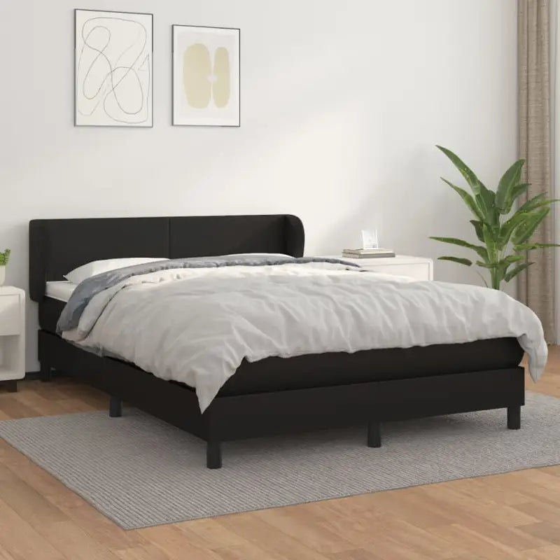 Boxspringbed met zwart materiaal en schuim afmetingen voor ultiem slaapcomfort - Zwart / 140 x 190 cm / Effen ontwerp