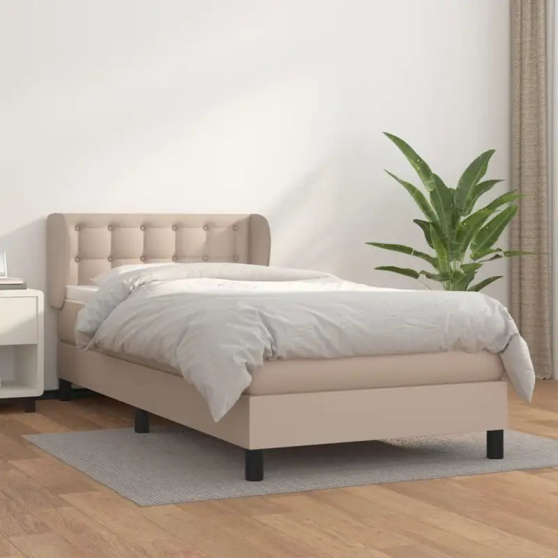 Boxspringbed met zwart materiaal en schuim afmetingen voor ultiem slaapcomfort - Cappuccino / 90 x 190 cm / knoppwn