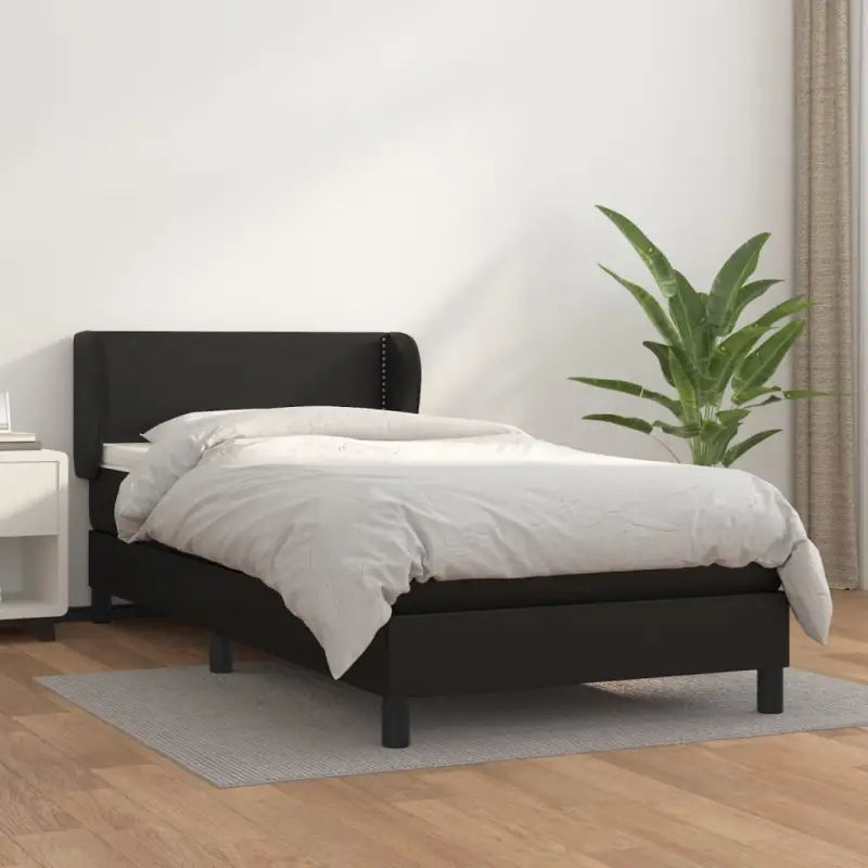 Boxspringbed met zwart materiaal en schuim afmetingen voor ultiem slaapcomfort - Zwart / 80 x 200 cm / Effen