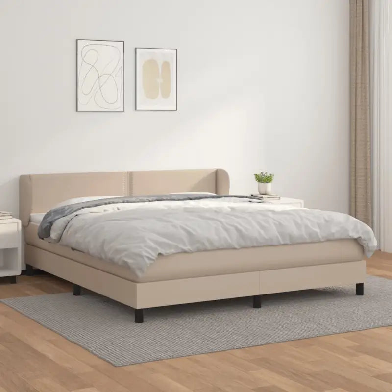 Boxspringbed met zwart materiaal en schuim afmetingen voor ultiem slaapcomfort - Cappuccino / 160 x 200 cm / Effen