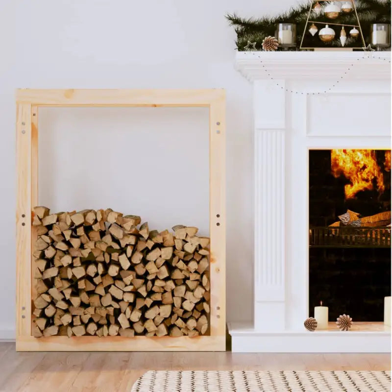 Brandhoutrek van massief grenenhout 100x25x100 voor nette opslag - Naturel / 80 x 25 x 100 cm - Brandhoutrekken &