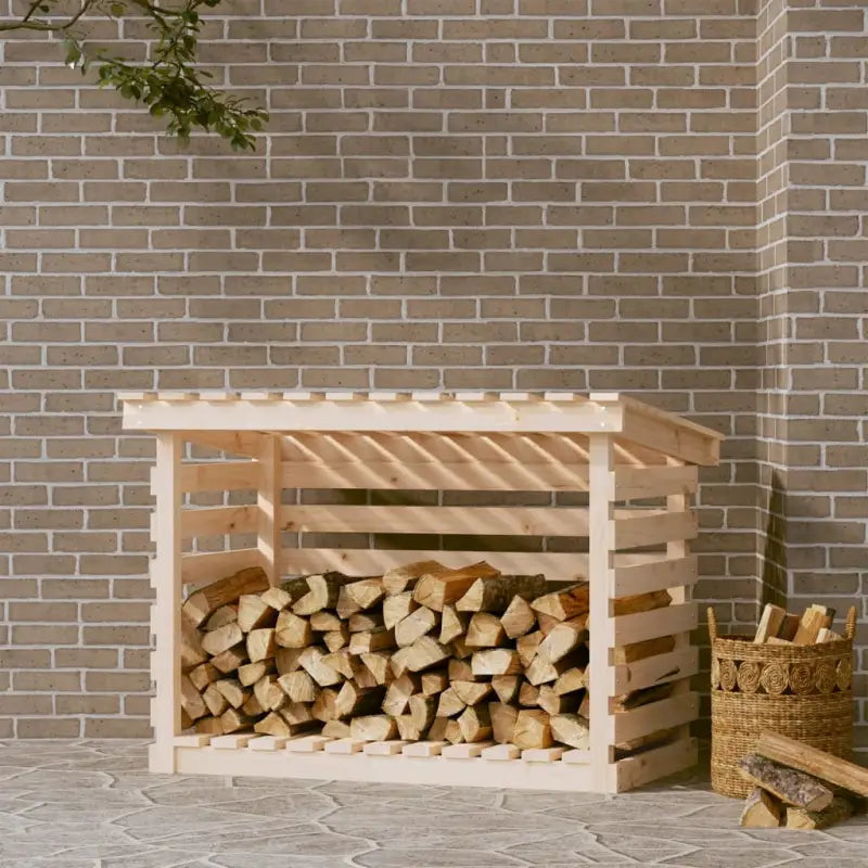 Brandhoutrek van massief grenenhout voor een rustieke uitstraling - Naturel / 108 x 73 x 79 cm - Brandhoutrekken &
