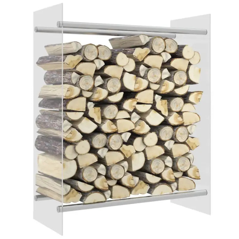 Brandhoutrek van stevig gehard glas en staal voor nette opslag - Doorzichtig / 80 x 35 x 100 cm - Brandhoutrekken &
