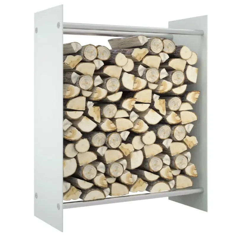 Brandhoutrek van stevig gehard glas en staal voor nette opslag - Wit / 80 x 35 x 100 cm - Brandhoutrekken & -dragers