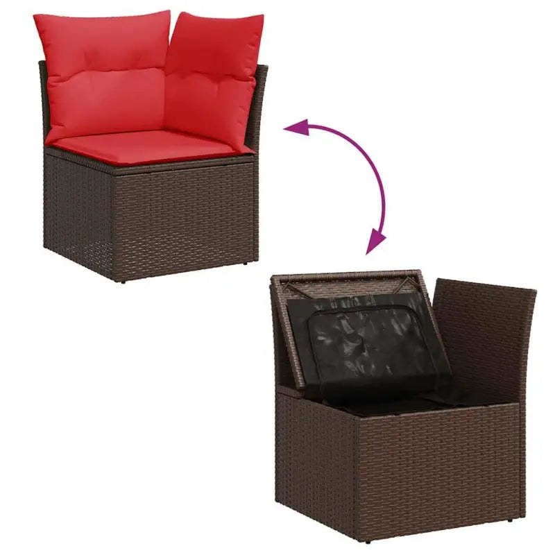 Bruin loungeset met gepoedercoat staal en waterdichte tas voor buiten - Bruin / met opbergruimte - Tuinsets