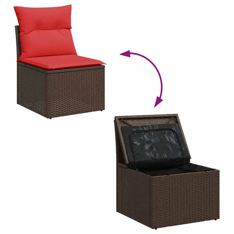Bruin loungeset met gepoedercoat staal en waterdichte tas voor buiten - Bruin / met opbergruimte - Tuinsets