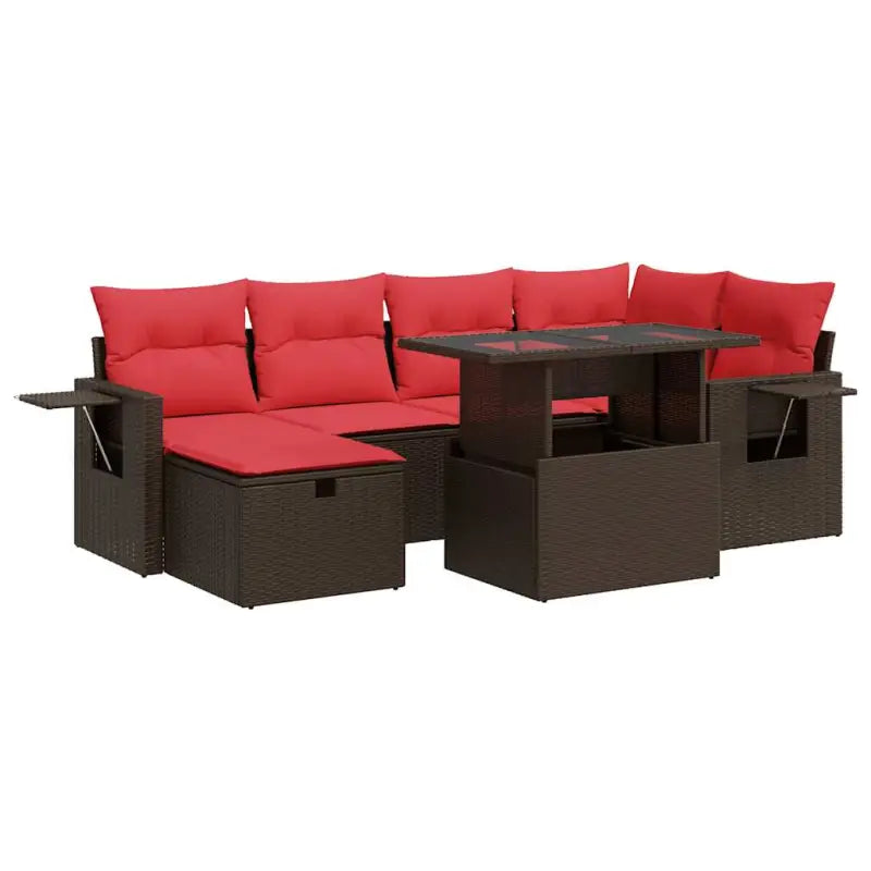 Bruin loungeset van gepoedercoat staal met waterdichte tas voor buitengebruik - Bruin / met opbergruimte - Tuinsets