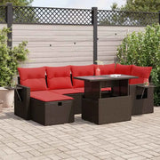 Bruin loungeset van gepoedercoat staal met waterdichte tas voor buitengebruik - Bruin / met opbergruimte - Tuinsets