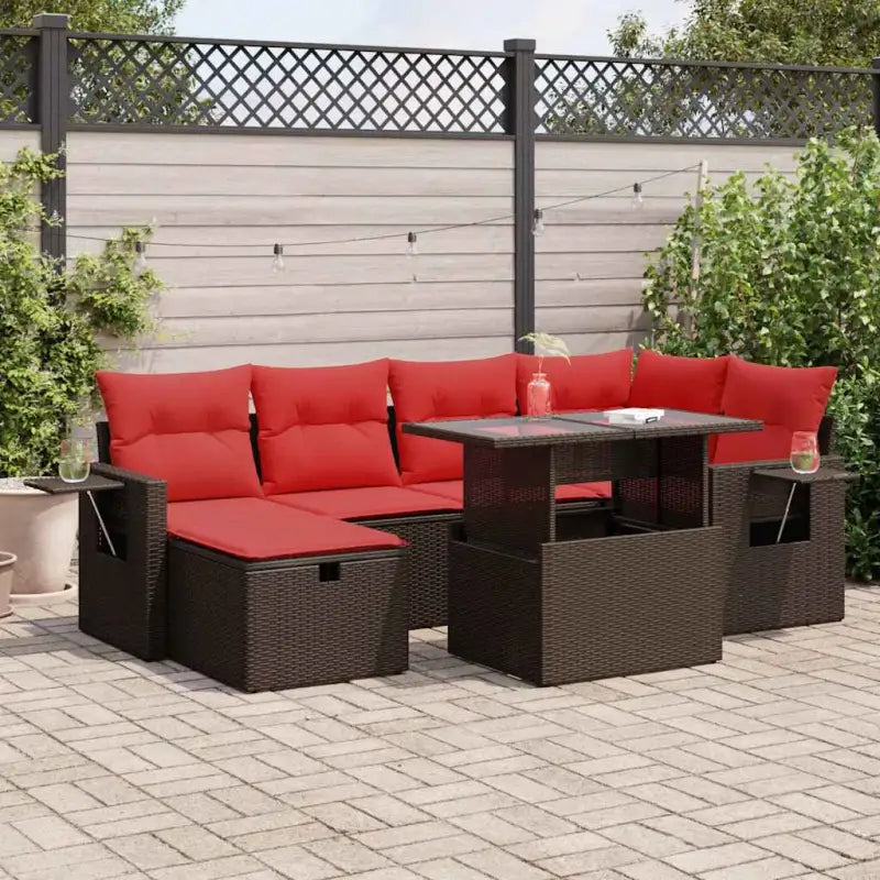 Bruin loungeset van gepoedercoat staal met waterdichte tas voor buitengebruik - Bruin / met opbergruimte - Tuinsets