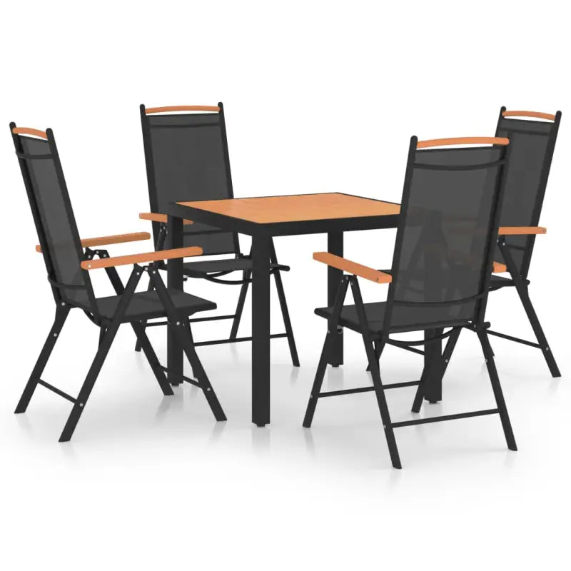 Bruin materiaal tuinset met gepoedercoat aluminium voor terras en tuin - Zwart en bruin / 80 cm tafellengte - Tuinsets