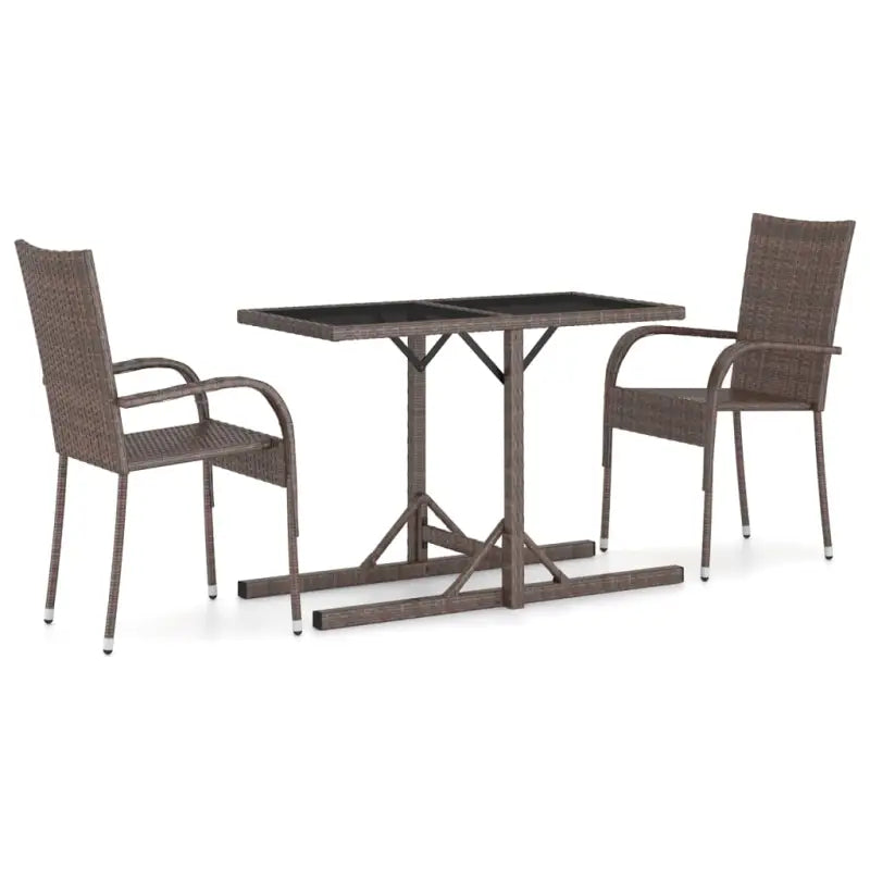 Bruin materiaal tuinset met gepoedercoat staal en weerbestendig PE-rattan - Bruin - Tuinsets